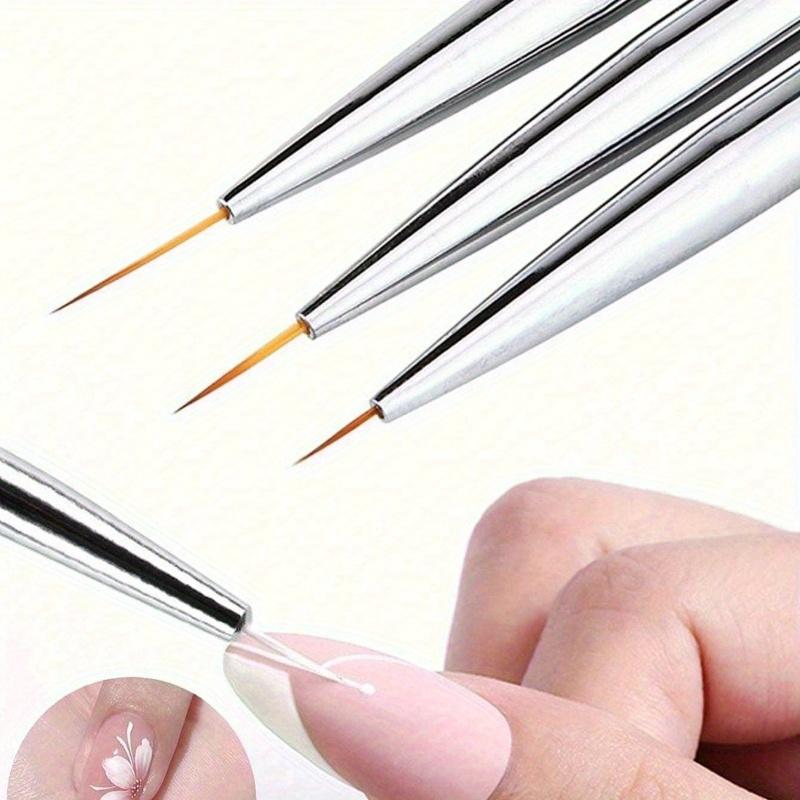 Nail Art Liner Brushes, Gel Polish Painting Art Design Pen Set Striping Brushes For Thin Long Lines Fine DrawingDelicate Coloring Sizes 7/9/11mm