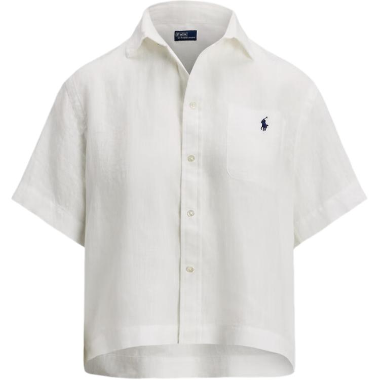 

Polo Ralph Lauren Однотонная рубашка с коротким рукавом на пуговицах Женские рубашки Белый WMPOSHTNDO20818 S