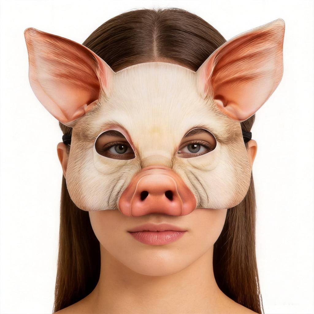 Realistic Animal Half Face Mask Pig Tiger Pattern for Halloween Carnival Masquerade Cosplay Themed Party Dress Up Costume Props