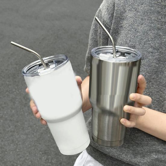 Edelstahl Eisbecher 900ML Großes Fassungsvermögen Isolierbecher mit Strohhalm Auto Kaffeebecher für Heiß Kalt