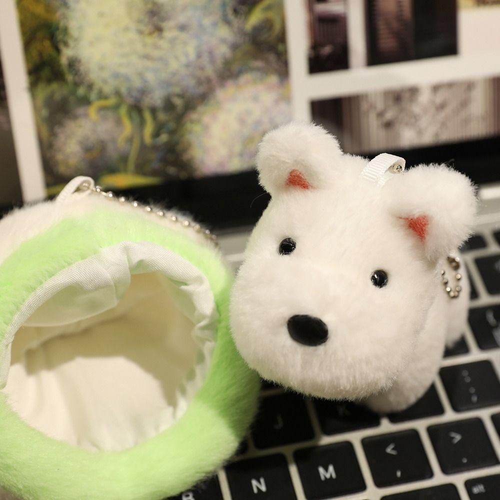 Bag Charm Puppy Nest Plush Keychain Puppy Dolls Schnauzer Plush Pendant  Kids Toy