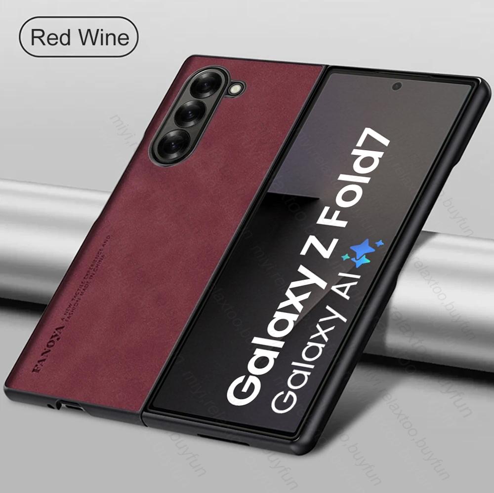 Sheepskin Leather Case for Samsung Galaxy Z Fold8 Fold7 Fold6 Fold5 Fold4 Fold3 Fold 8 7 6 5 4 3 5G TPU Soft Frame Protect Shell