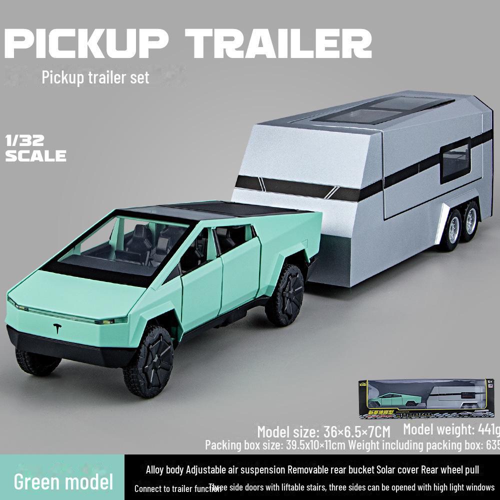 

«Хаоді 1:32 Іграшкова модель пікапа та автофургону зі звуком, світлом і рухом назад зелений