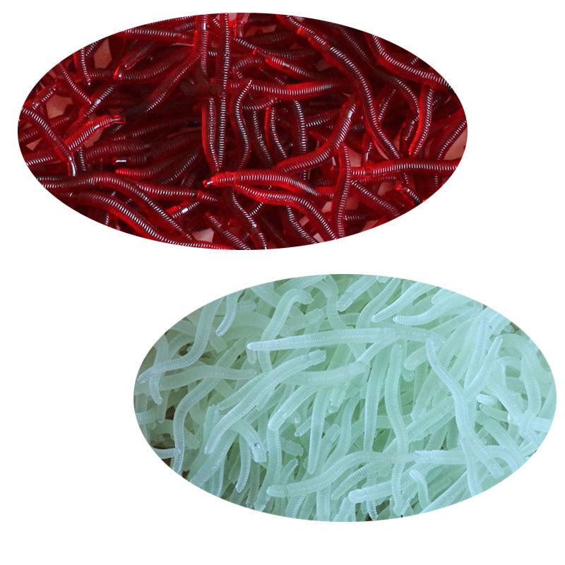 

Luminous Soft Earthworm Simulation Lure: 50/100 Pieces of Red Worm Bait for Fishing Bright Red