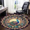 1 Stück Pfauen Mandala Kunstwerk Büro Runder Teppich, Rutschfest, Weicher und Langlebiger Büroteppich für Innendekoration, Perfekt für das Büro