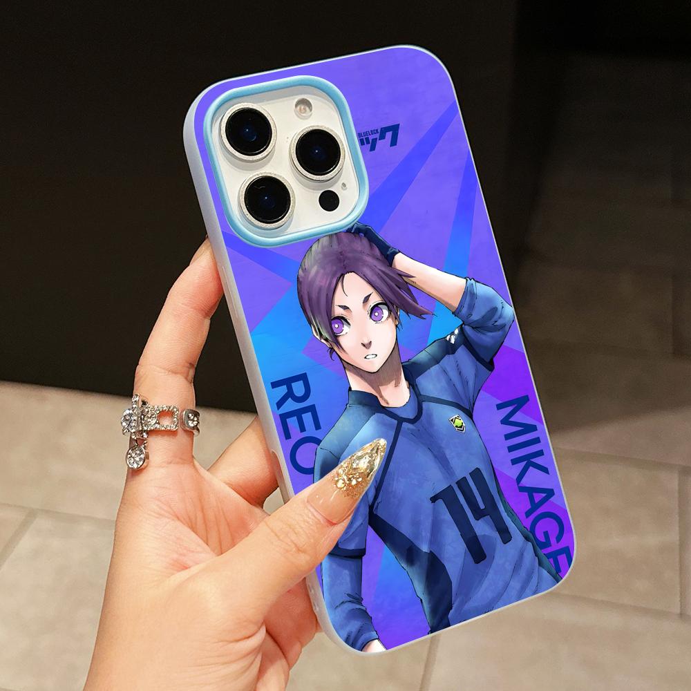 Blue Lock Reo Mikage Jelly Doppelschicht Hellblau Handyhülle für iPhone 17 16 15 14 13 12 11 Air Pro Max Plus Schutz