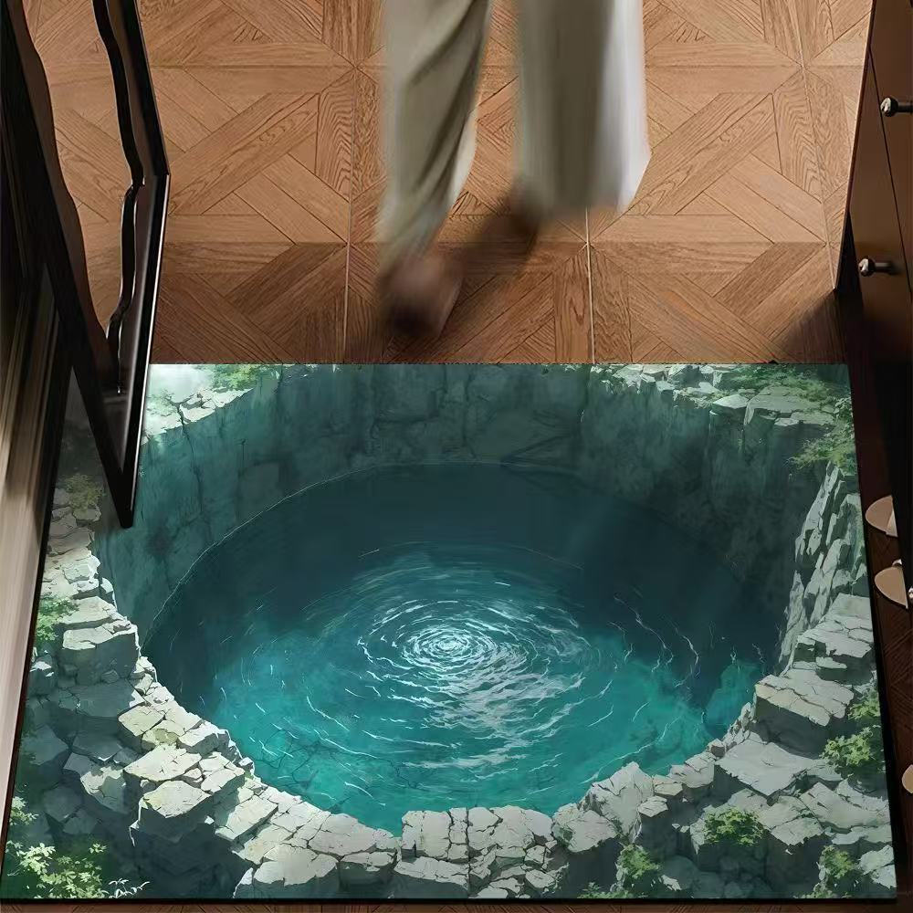 60*90cm Visual Trap Floor Mat, Home Bathroom Floor Mat, Anti-slip Feet, Suitable for Bathrooms, Doorways, Corridors