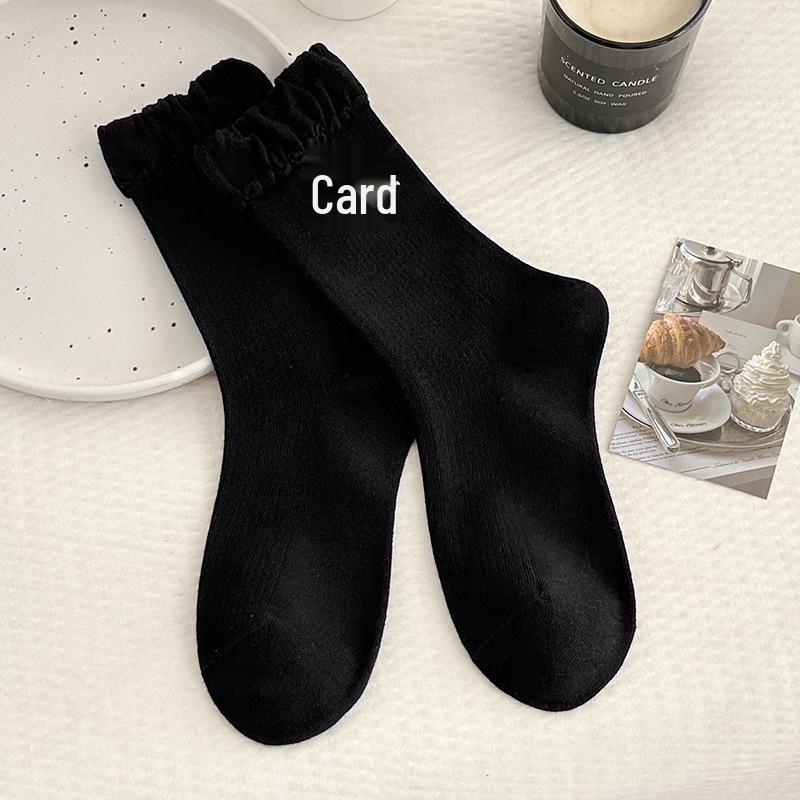Lace Bow Women's Warm Vertical Stripe Socks - Korean & Japanese Style