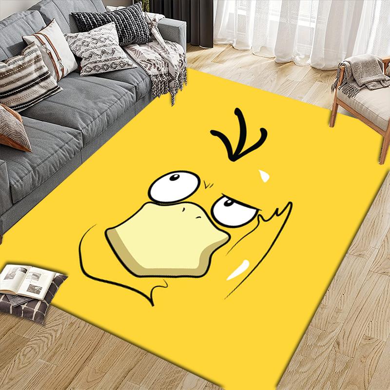 Psyduck Cartoon Illustration Square Area Rug, Non-Slip Floor Mat for Home Office, Perfect Gift for Psyduck Fans.chl