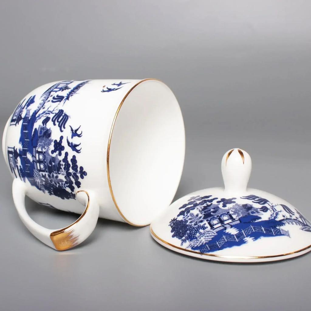 New Bone China Conference Cup Ceramic Cup Landscape Painting Teacup Large Capacity Cups Chinese Style Tall Cups