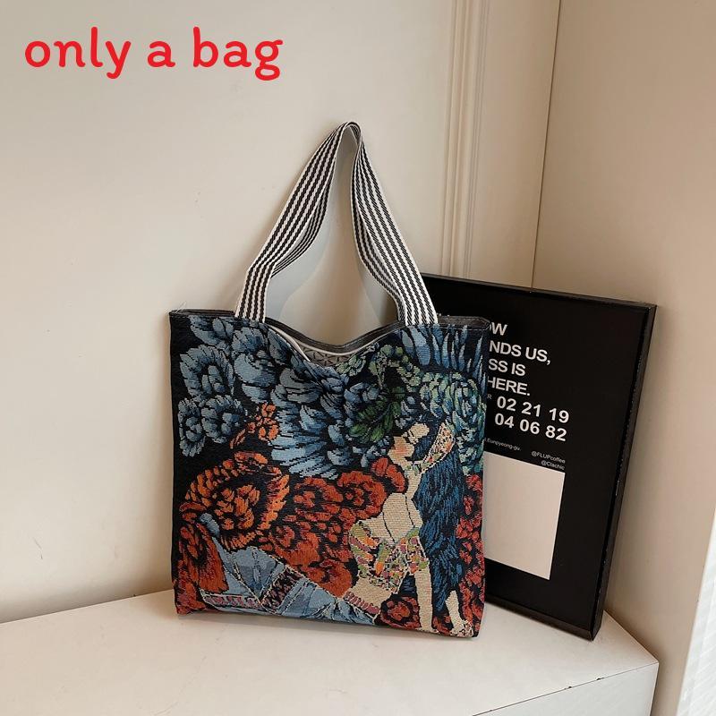 Canvas-Tasche mit Stickerei für den täglichen Gebrauch und den Weg zur Arbeit