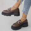 Fashion Women's Thick Soled Single Shoes Autumn New Round Head Deep Mouth Metal Buckle Non-slip Low-top Shoes