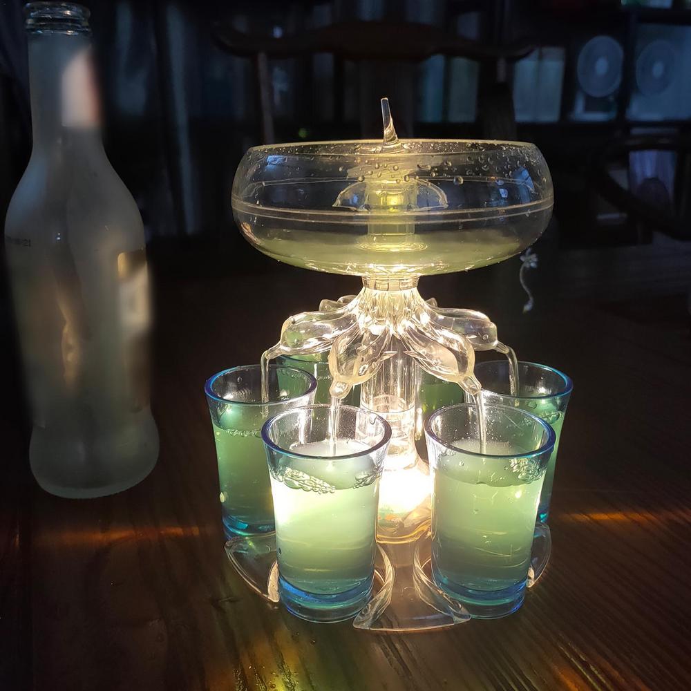 Party Drink Shot Dispenser with 6 Shot Glasses Set Acrylic Holder Drinking Game Tool Family Gathering Bar Wine Glass Set