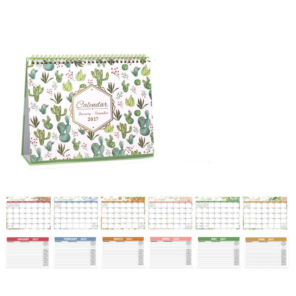 Spiral Bound 2027 Desk Calendar Portable Daily Schedule Calendar Desktop Calendar For Students