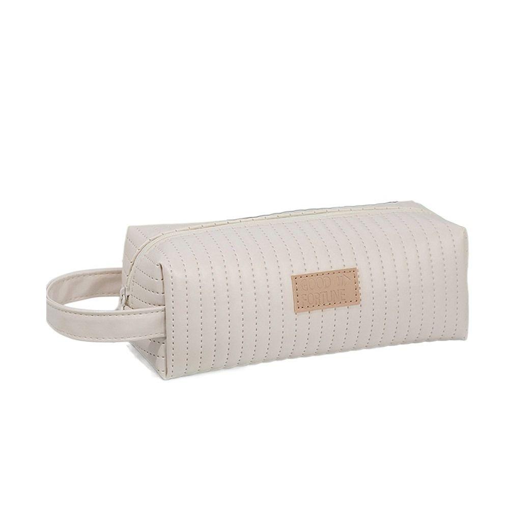 High Beauty Large Capacity Pencil Bag Pencil Holder Pencil Case PU Pencil Pouch  Stationery бежевый