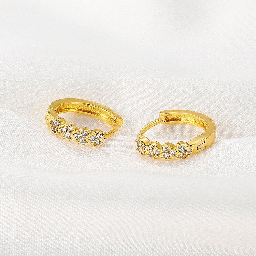 Nuovi Orecchini a Cerchio in Zircone CZ da 10 mm per Donna Forma a Cuore Zircone Boemo Colore Oro Rosa Argento Piccoli Orecchini Rotondi