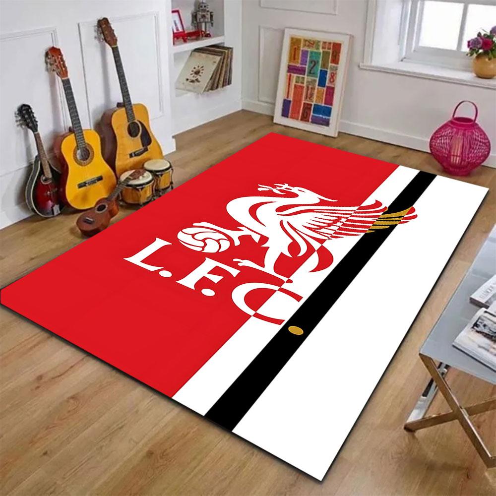 Red and White LFC Logo Design Patterned Carpet, Suitable As a Non Slip Play Mat for the Living Room and Bedroom Sofa