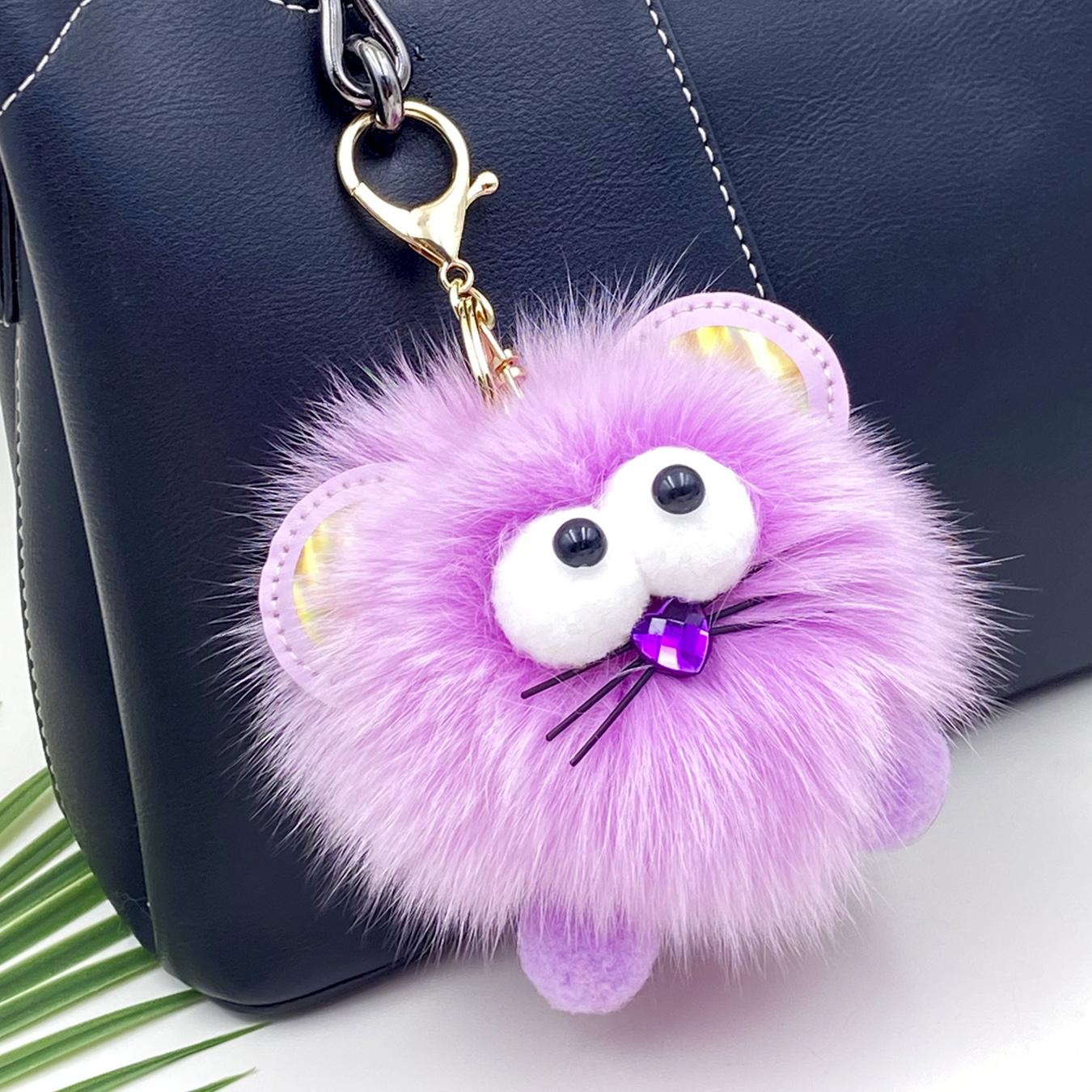 

1 шт. новый пушистый помпон мяч сумка автомобиль кулон брелок для ключей милый подарок фиолетовый