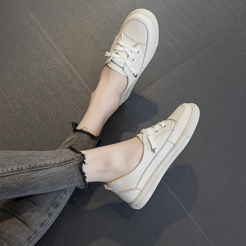 

Fujin 2 см коровья натуральная кожа удобные женские эргономичные осенние мягкие балетки для отдыха ретро-лоферы весенние резиновые этнические туфли 43 бежевый