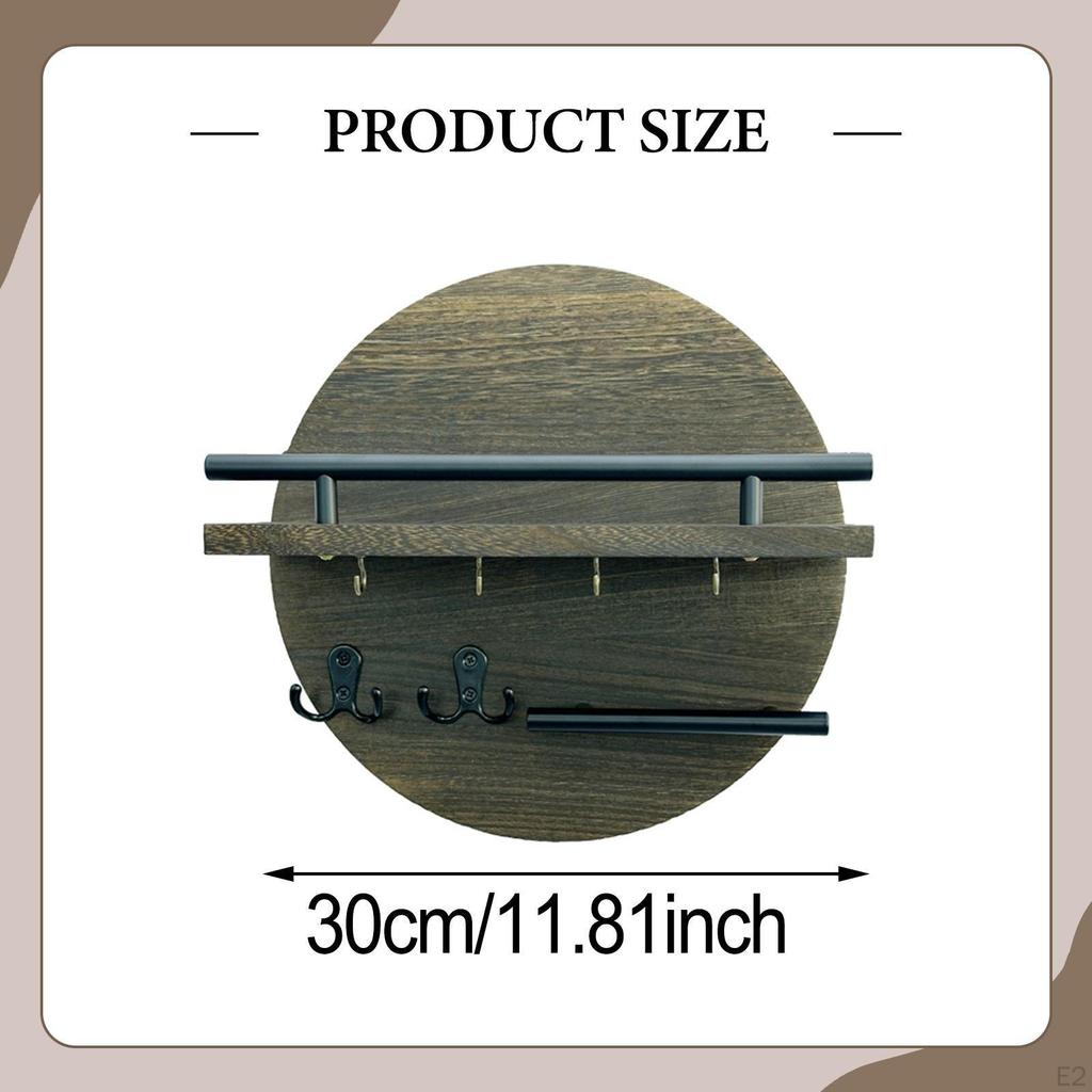 Key Holder Wall Mount Shelf Mail Organizer Tray Hooks for Bathroom Office