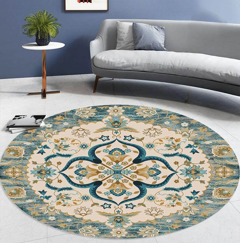 National Style Circular Living Room Carpet Bedroom Bedside Mat Dressing Table Computer Chair Floor Mat