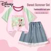 Disney Girls' Cotton Short Sleeve T-Shirt & Denim Shorts Set