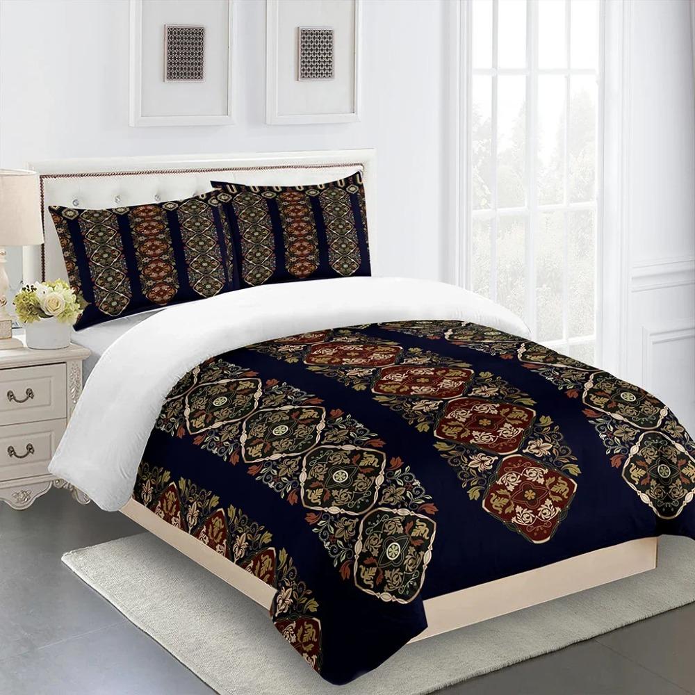 3D Deluxe Black Gold Striped Bedding Ethiopia Style Bed Three Sets Single Bed Double Bed Quilt Cover 2 Pillowcases