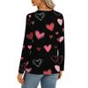 Women's Casual Round Neck Hollow,out Pullover Long Sleeve Valentine's Day Heart Print T,shirt Top