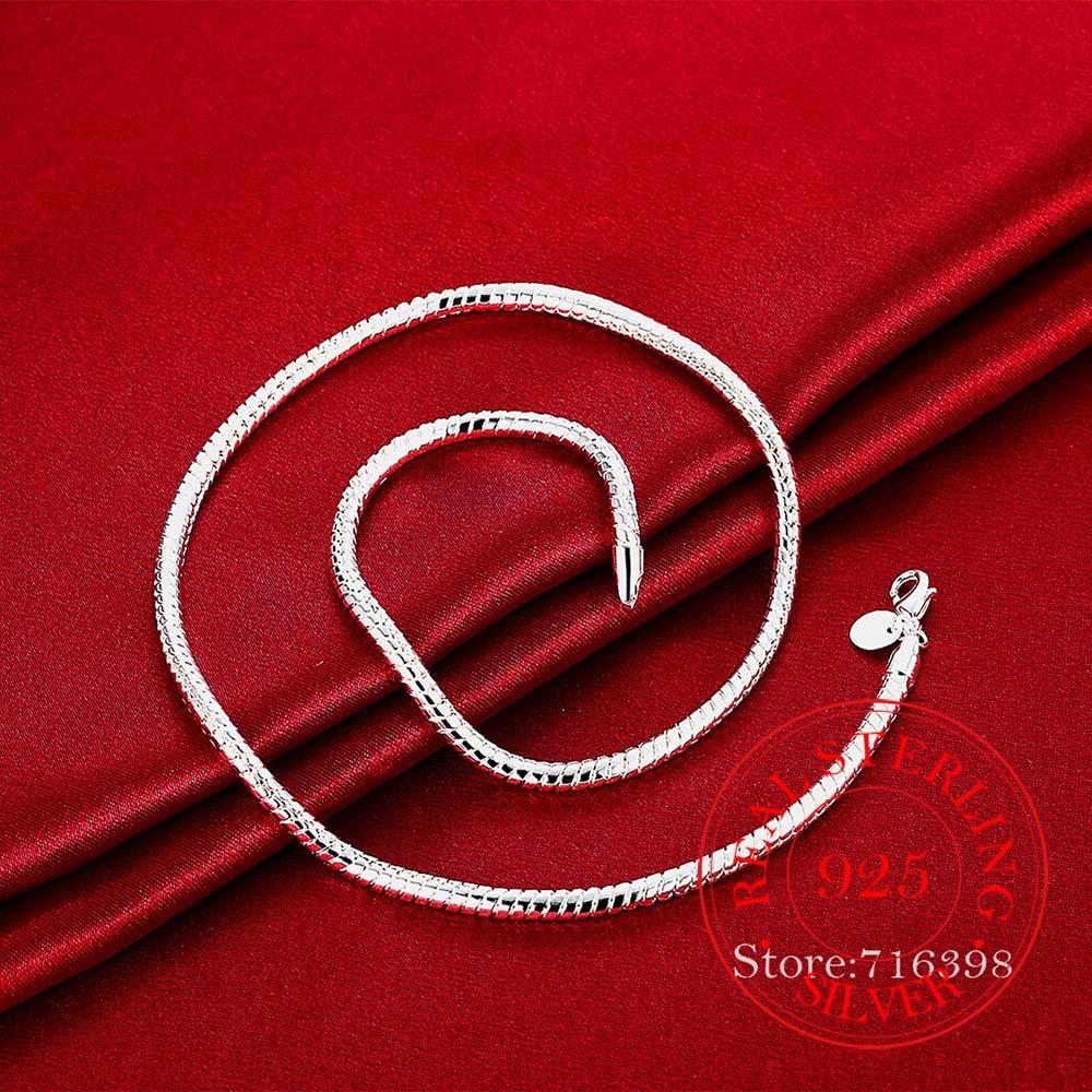 925 Sterling Silver,Boys Men's Fine 3mm 16-24inch Snake Chains Necklace for Women Men,fine Jewelry,Christmas Gift