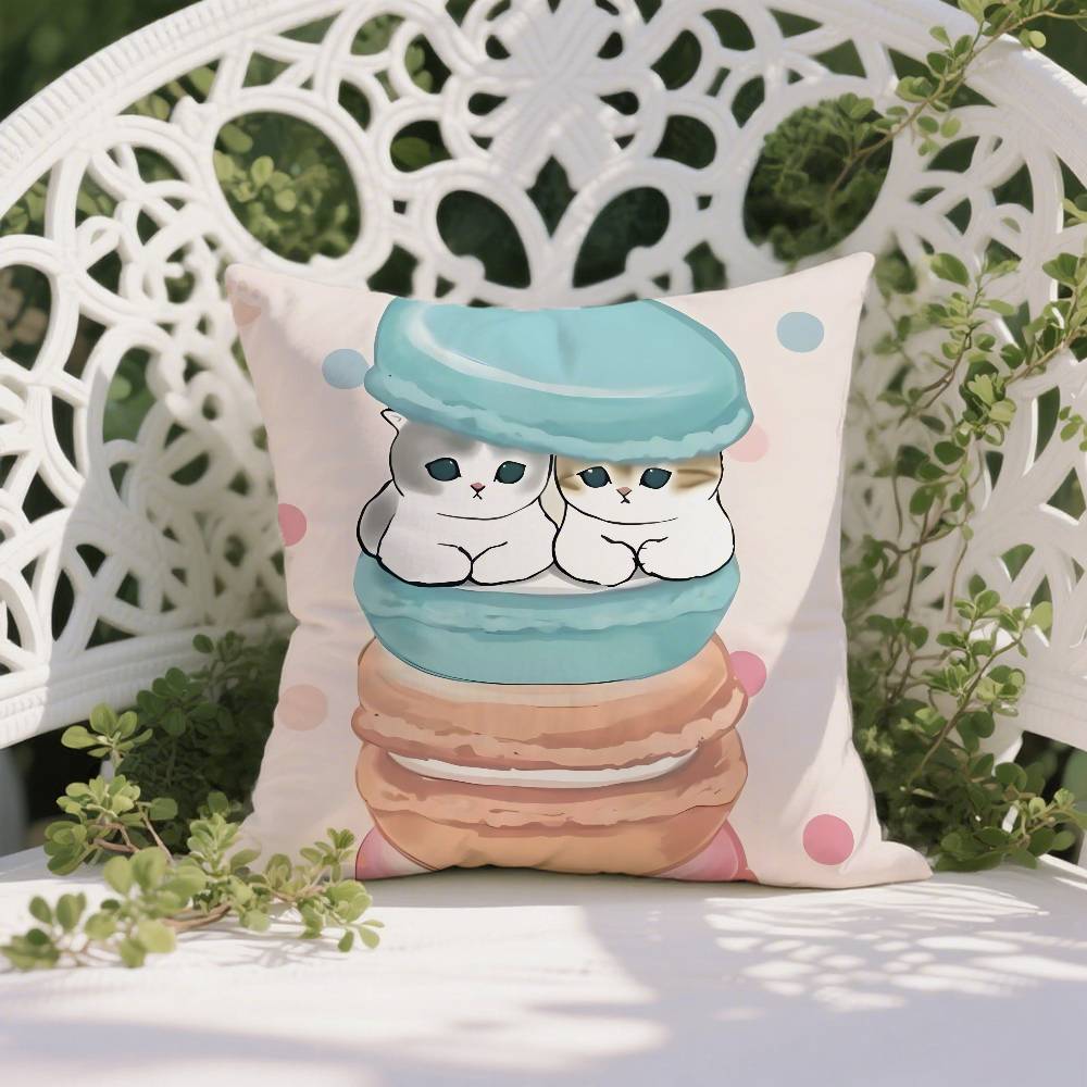 Cute Cat Mofusand Juno Pillow Case Anti-dustmite Pillowcase Invisible Zipper Silky Short Plush Sofa Cushion Cover