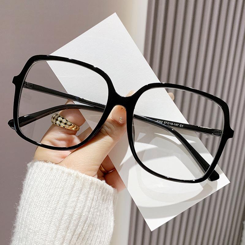 Artistic Large Glasses Frame for Slimming Effect with Prescription Myopia & Anti-Blue Light Options