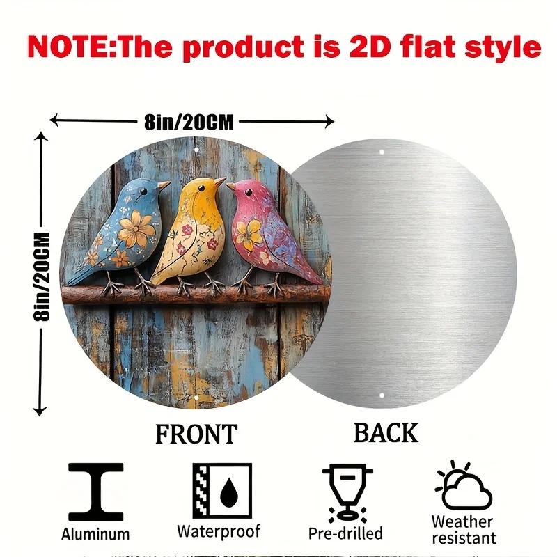 2D Flat 1pcs, Tin Sign Colorful Bird Garland Sign Vintage Aluminum Suitable for Home Wall Club Cafe Decoration 2D Flat