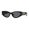Temple Logo Decoration Cat Eye Sunglasses Women's Black 9587562 0VE4454GB187-Black 55 - Glasses Case
