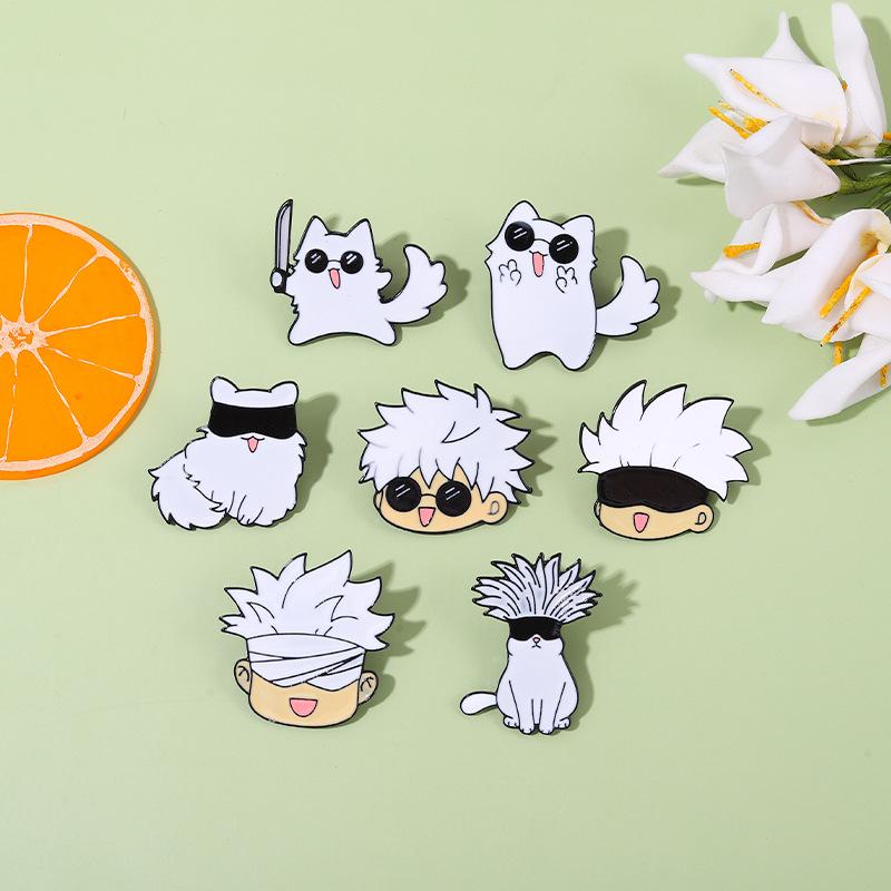 Jujutsu Kaisen Enamel Pin Cartoon Anime Brooches Animals Cat Custom Metal Hat Lapel Clothes Backpack Jewelry Friends Fans Gift