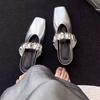 Fashion Wedge Cool Mopping Summer New Square-toe Shallow-mouth Metal Buckle One-band Non-slip Wear-resistant Kitten Heel Shoes