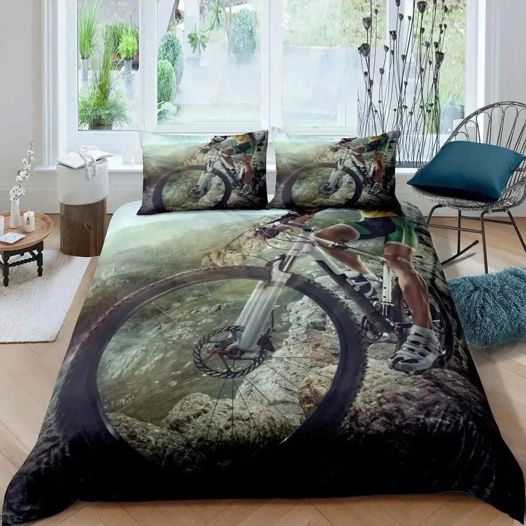 Bicycle Motocross Racer Mountain Bike Comfortable Duvet Cover Pillowcase Bedding Set Children Bedroom Decoration Home Textile