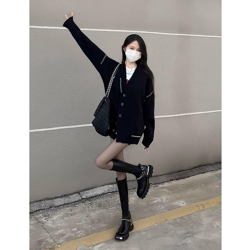 Sexy tall tube but knee thin boots women 2024 autumn and winter new thin thick heel metal square head knight boots Spice girl