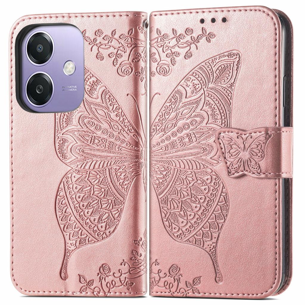 For Oppo A3x 5G Case PU Leather Wallet Phone Cover Butterfly Pattern