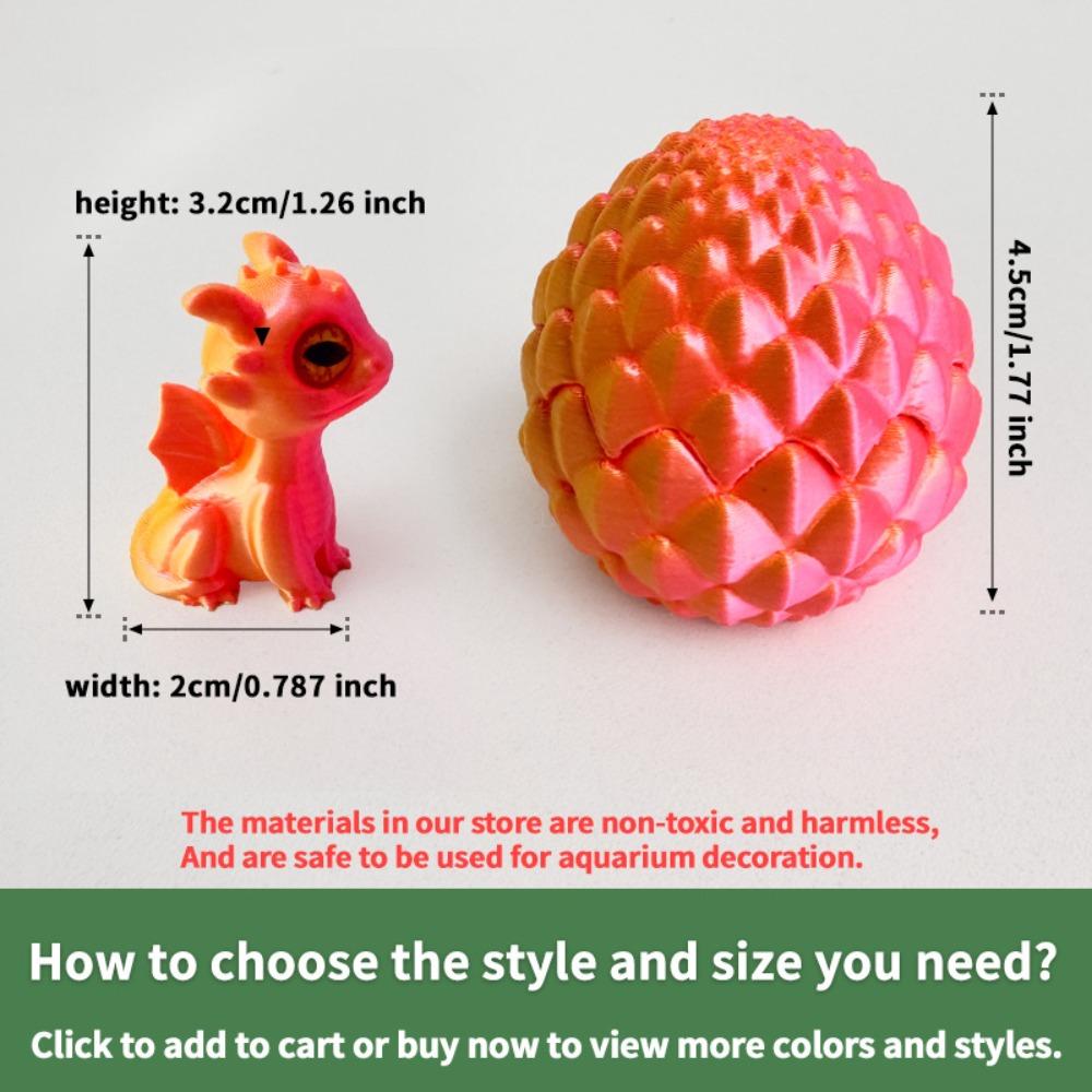 3D Printed Dragon Egg Figures Animal Toys MIni Dragon Fidget Toys Simulation Eyes Home Accessories Desktop Decor Kids Toy Gift