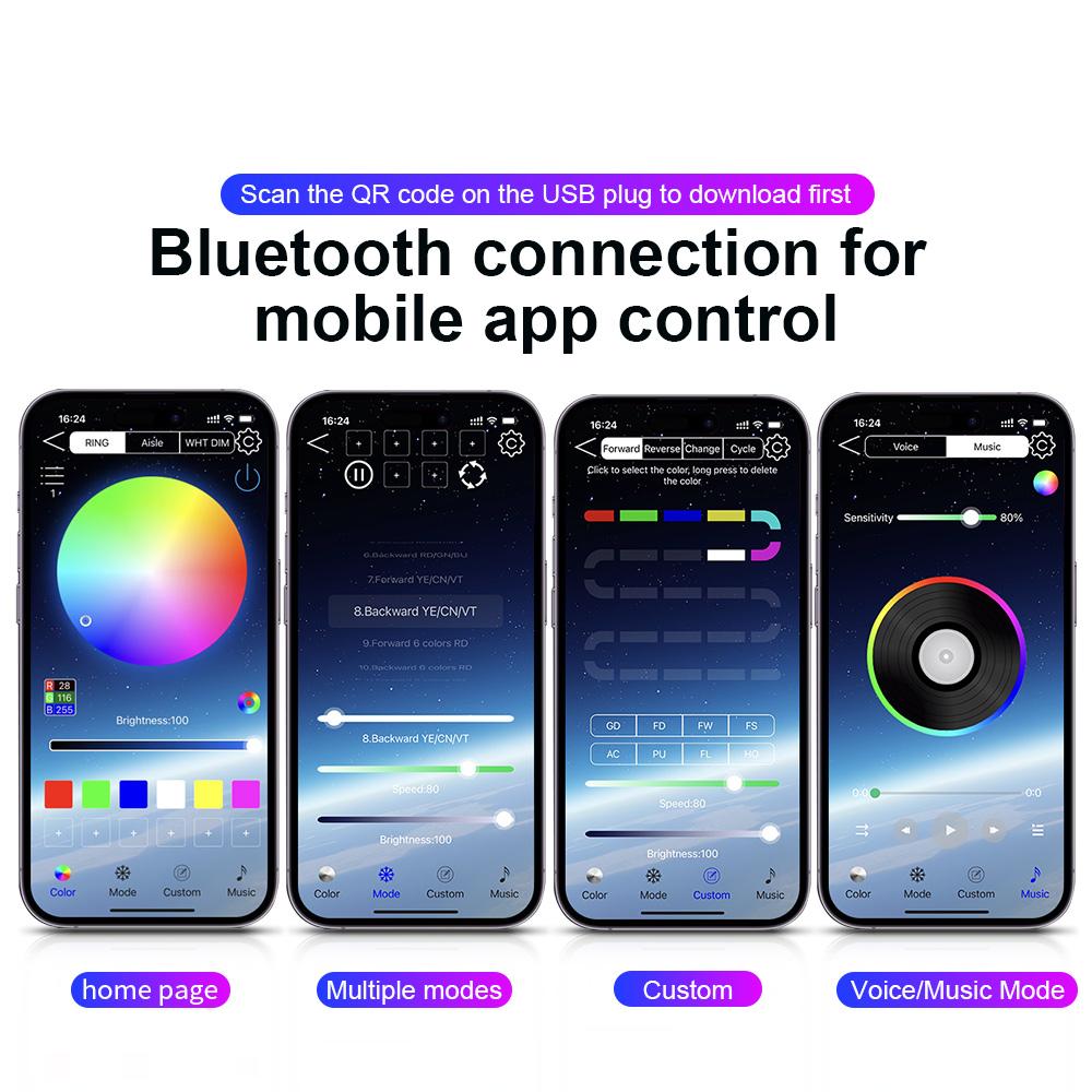 Auto LED Umgebungsleuchten USB Atmosphärenbeleuchtungsset Einfache Installation Armaturenbrett Beifahrersitz Dekorative Mittelkonsole Lichtleiste