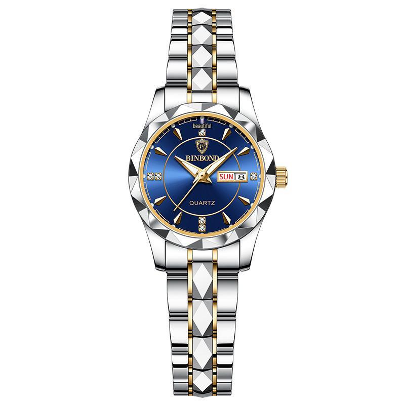 Tycoon Gold Men's Stainless Steel Double Calendar Waterproof Watch