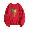 European and American Women's Colorful Heart Shape Loose Hoodie - Plus Velvet, Round Neck, Long Sleeve.