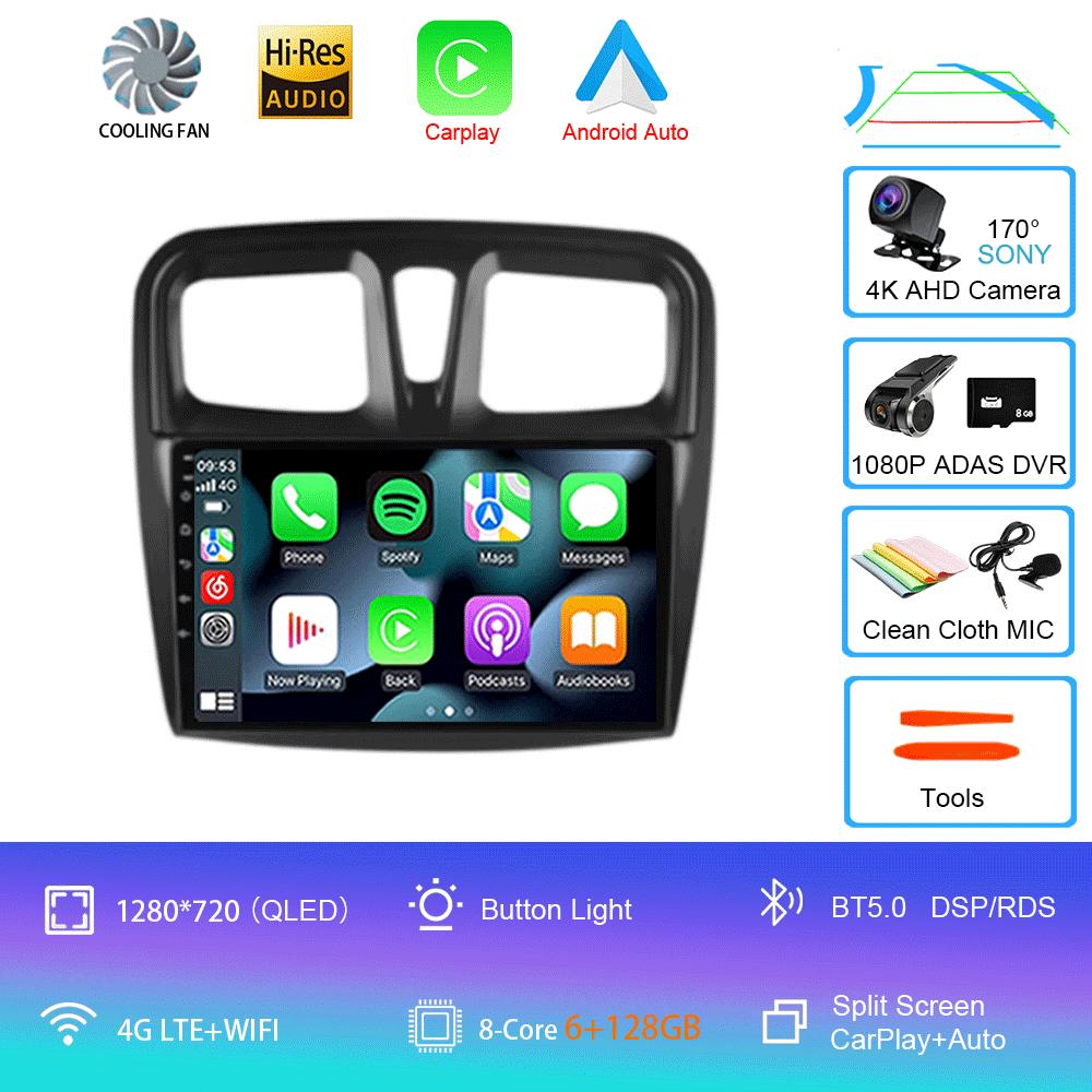 For Renault Logan 2 Sandero 2 2012-2019 Car Radio Android 14 Carplay Auto 2K Screen Multimedia Player Autoradio Stereo Head Unit