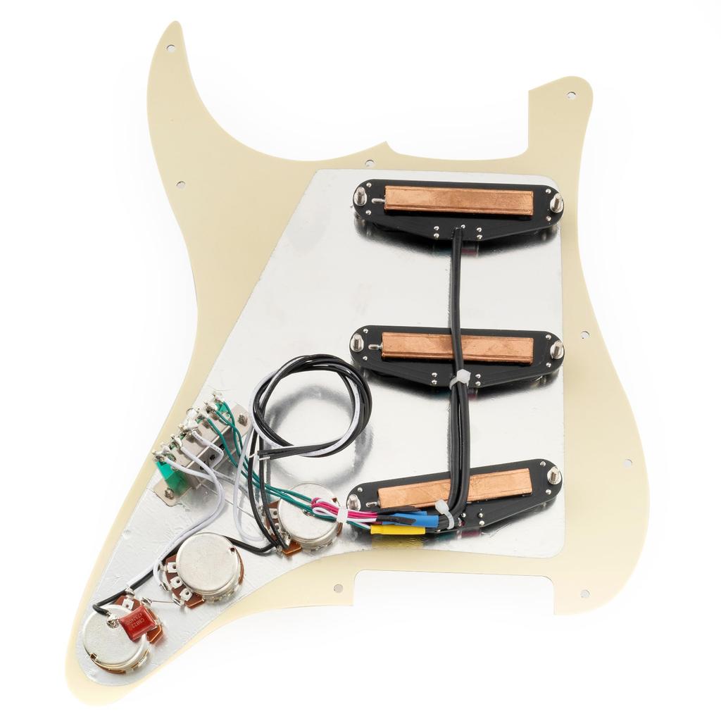 Musiclily Pro-SE ST-DPHC SSS Pre-Wired Stratocaster Pickguard Aged White Pearl Ceramic Single Coil Humbucker
