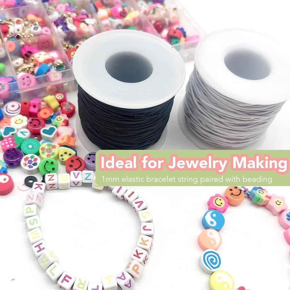 3 Roll Elastic Band Black White Colorful for Bracelets for DIY Jewellery Making