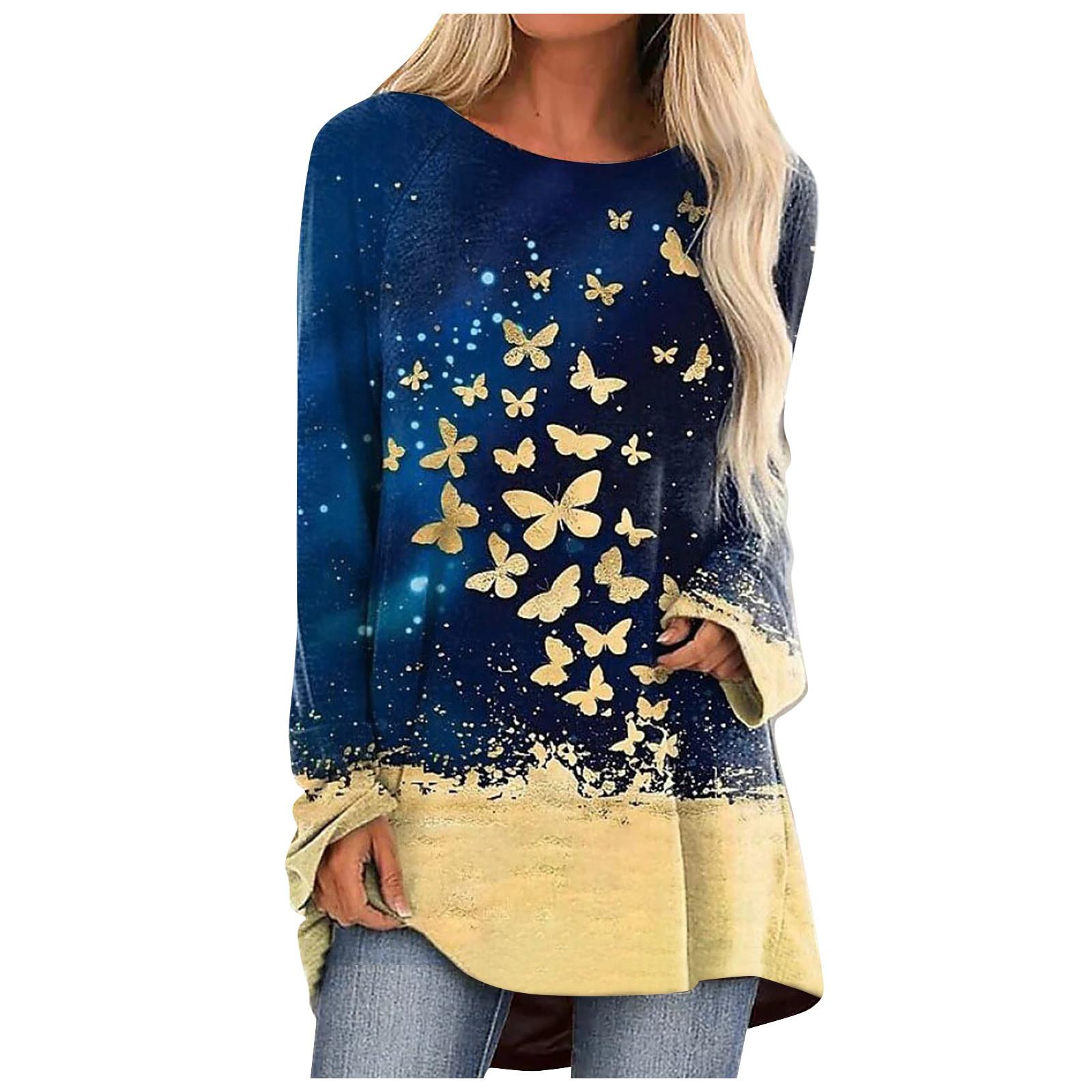 

Fashion Women s Printed Round Neck Long Sleeves Loose Casual Clothing