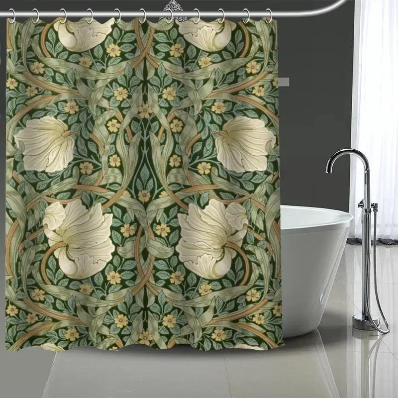 William Morris Kunst Benutzerdefiniertes Muster Polyester Duschvorhang 180x180cm Duschvorhänge DIY Bad Siebdruckvorhang für Badezimmer