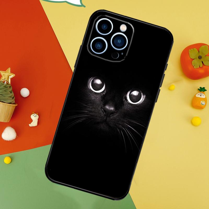 Black Cat Staring Eyes Phone Case For iPhone 17 Pro Max 16 15 14 13 12 11 Pro Max Plus 12 13 Mini 16e 17 Air Cover