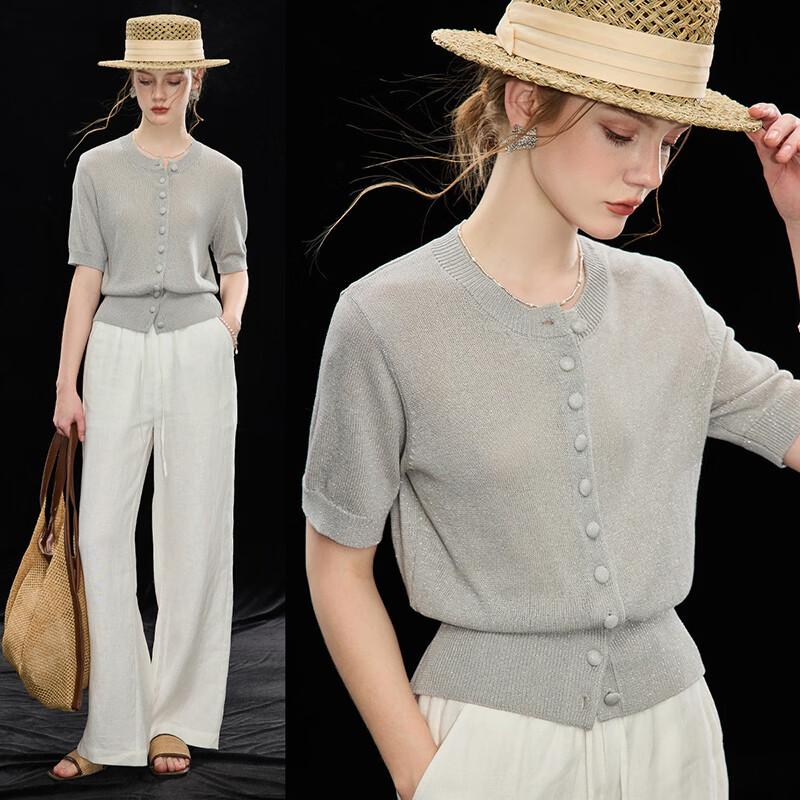 Wudao Women s Linen Blend Knit T-Shirt L