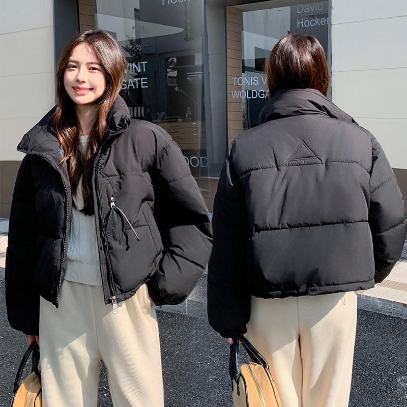 2025 New Short Solid Color Cotton Jacket Women's Korean Version Loose Cotton Suit Student Bread Suit Winter Cotton Jacket